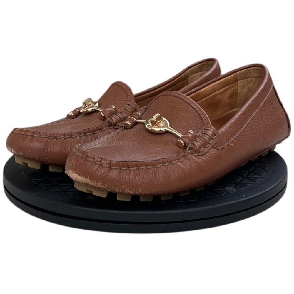 Womens Coach Arlene Slip-On Driving Mocassin Preppy Leather Loafer SZ 6.5B Brown
